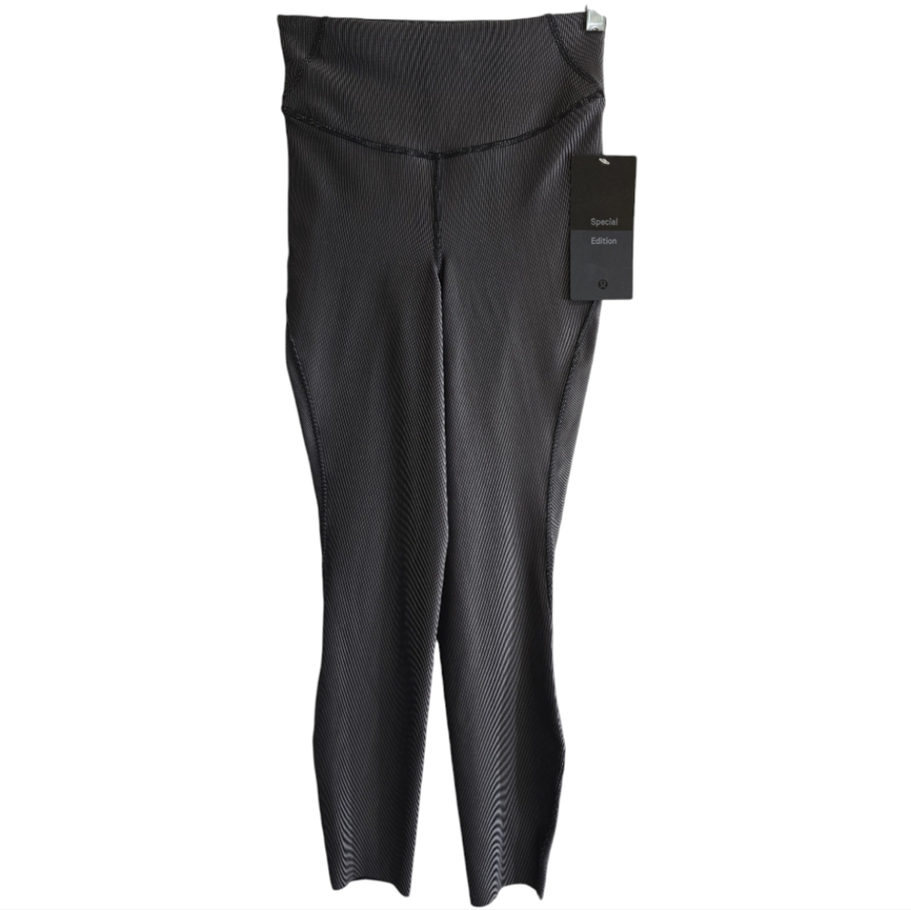 NWT Lululemon Base Pace High Rise Tight 25" 4 Two-toned Ribbed Black / Gull Grey - Picture 4 of 12